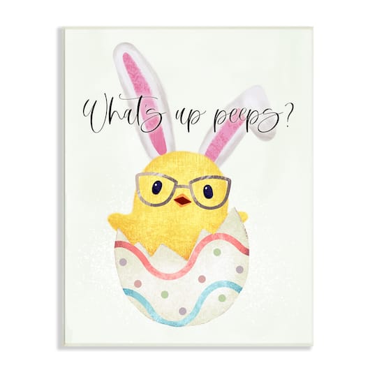 Stupell Industries What's Up Peeps Funny Easter Phrase Hatched Chick Wall Plaque Art